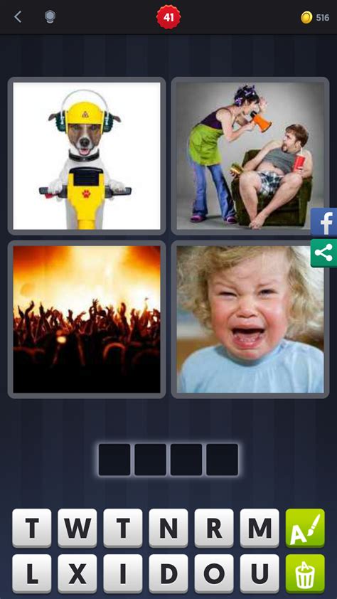 4 pics and a word answers